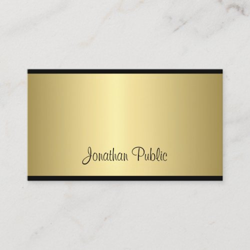 Classy Script Modern Sleek Glamorous Gold Look Business Card