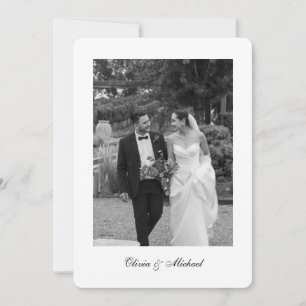 Classy Script Photo Rounded Wedding Thank You Card