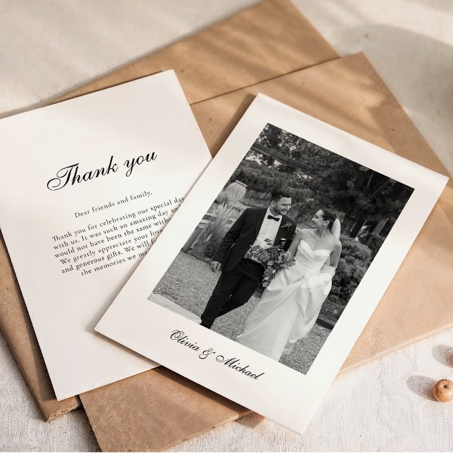 Classy Script Photo Wedding Thank You (Creator Uploaded)