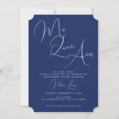 Classy Script Royal Blue Birthday quinceañera Invitation (Front)