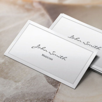Classy Script White Border Magician Business Card by cardfactory at Zazzle