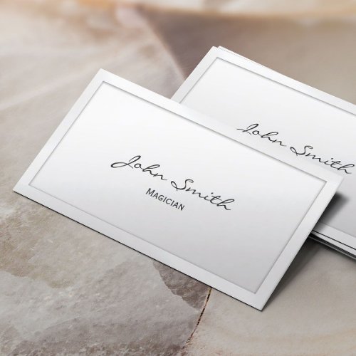 Classy Script White Border Magician Business Card