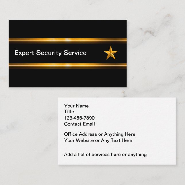 Classy Security Services Modern Business Cards (Front/Back)