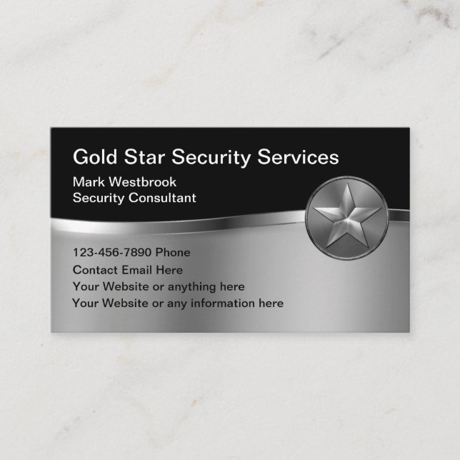 Classy Security Services Star Business Card (Front)