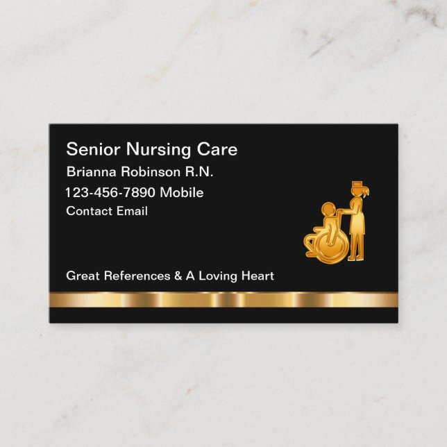 Classy Senior Nursing RN Business Cards (Front)