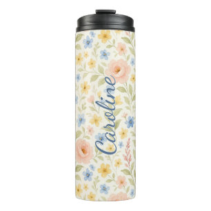 Classy Shabby Chic French Floral Art Pattern Thermal Tumbler