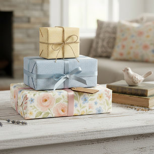 Classy Shabby Chic French Floral Art Pattern Wrapping Paper Sheets