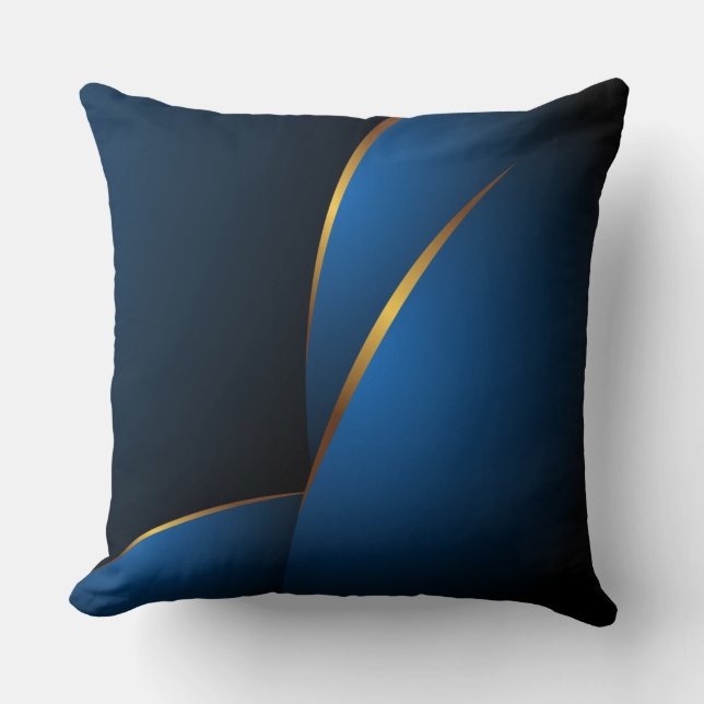 Classy Shades of Blue and Gold Pillow (Front)