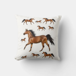 Classy Shinny Brown Horse White Throw Pillow