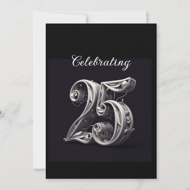 CLASSY SILVER 25TH WEDDING ANNIVERSARY INVITATION (Back)