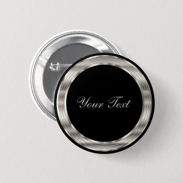 Classy Silver and Black Template Button (Front & Back)