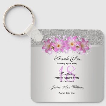 Classy Silver & Belladonna Lilies 18th Birthday   Keychain by shm_graphics at Zazzle