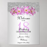 Classy Silver &amp; Belladonna Lilies 18th Birthday    Poster at Zazzle