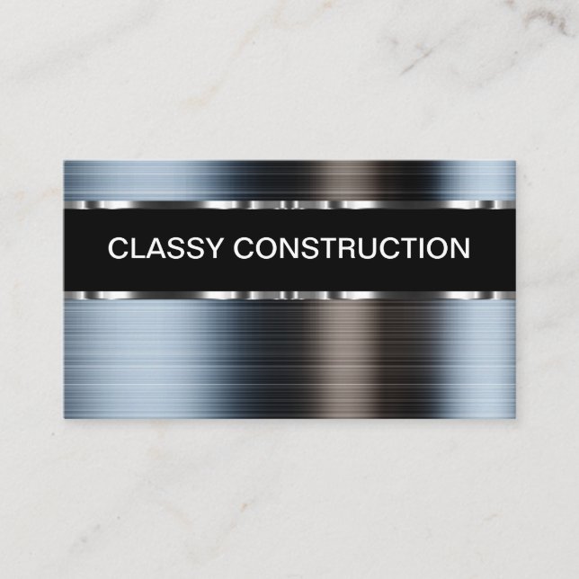 Classy Silver Elements Construction Business Cards (Front)