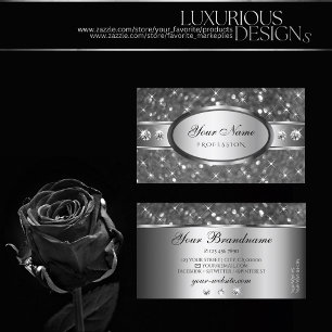 Classy Silver Glitter Sparkle Diamonds Decorative Business Card