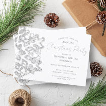 Classy Silver Glitter Xmas Snowflake Holiday  Invitation