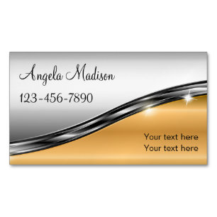 Classy Silver Gold Tone Beauty  Business Card Magnet