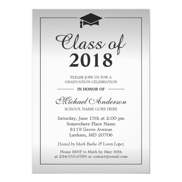 Classy Silver Gradient Class Of Graduation Party Card