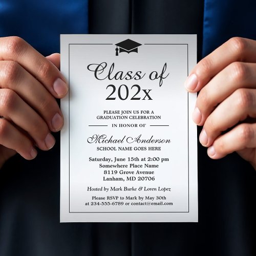 Classy Silver Gradient Class Of Graduation Party Card