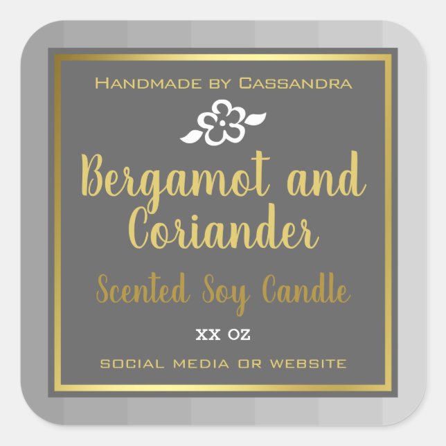 Classy Silver Gray Gold Product Packaging Labels (Front)