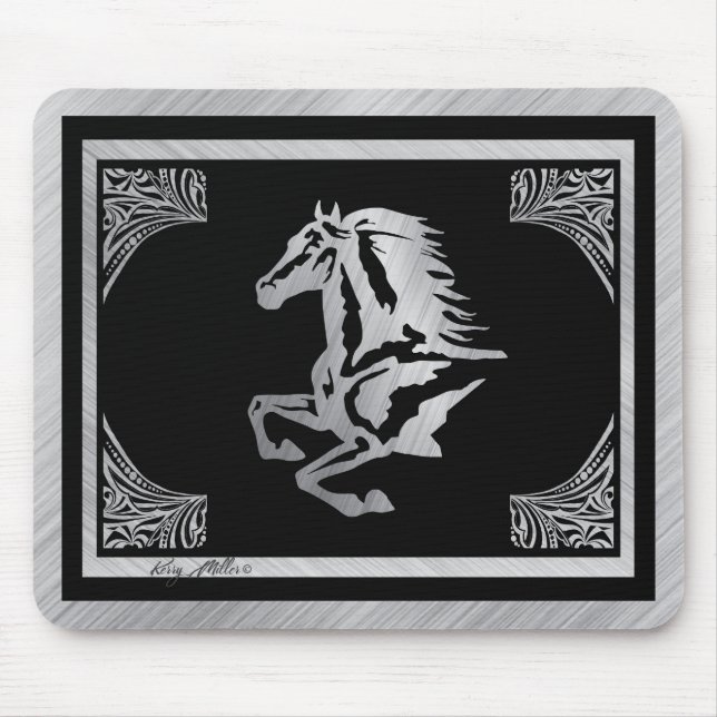Classy Silver Horse Mouse Pad (Front)