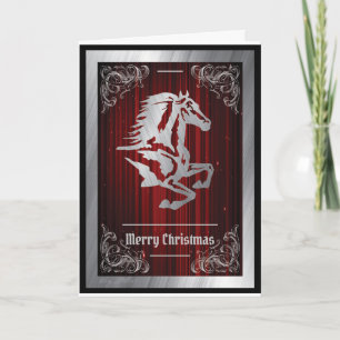 Classy Silver Horse Silhouette Holiday Card