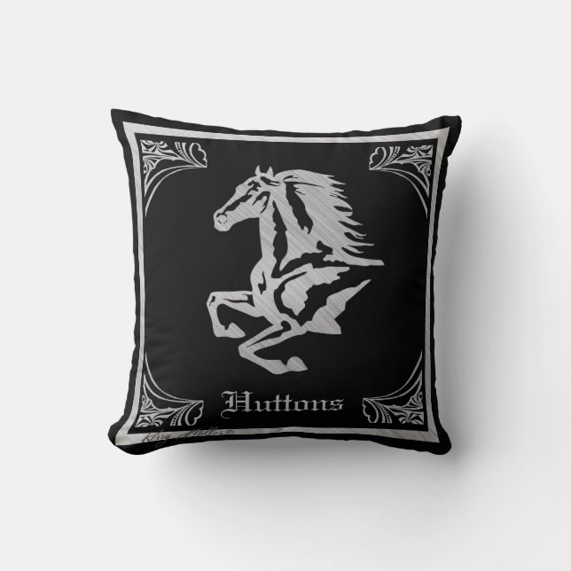 Classy Silver Horse Throw Pillow (Front)