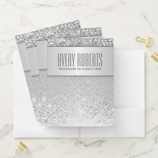 Classy Silver Metallic Elegant Pocket Folder | Zazzle
