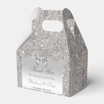 Classy Silver Sequins Bow Diamond Favor Boxes by AJ_Graphics at Zazzle