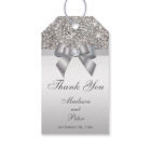 Classy Silver Sequins Bow Thank You