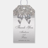 Classy Silver Sequins Bow Thank You Gift Tags (Back)