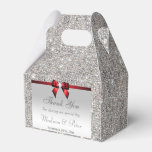 Classy Silver Sequins Red Diamond Bow Favor Boxes at Zazzle