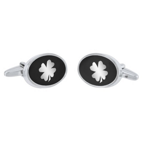 Classy Silver Shamrock Silver Cufflinks