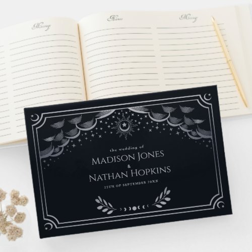 Classy Silver Tarot Card Wedding Guest Book