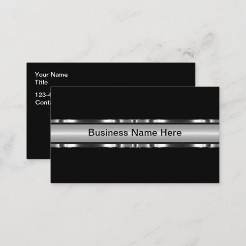 Classy Silver Tone Construction Business Cards