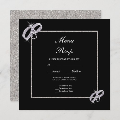 Classy Silver Wedding Rings Wedding Menu Rsvp Invitation