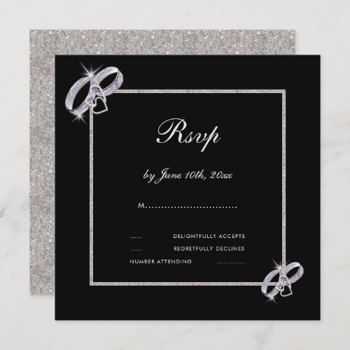 Classy Silver Wedding Rings Wedding Rsvp Invitation