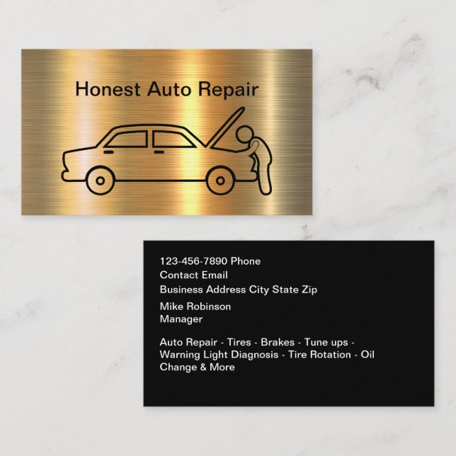 Classy Simple Automotive Repair Service Business Card (Front/Back)