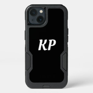 Classy Simple Black and White Initials Monogram iPhone 13 Case