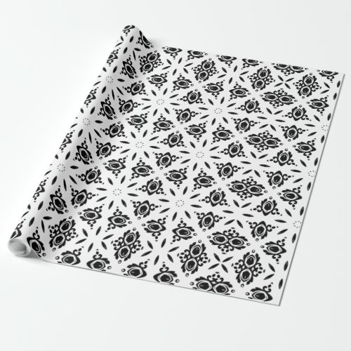 Classy Simple Chic Minimalist Damask Patterned Wrapping Paper