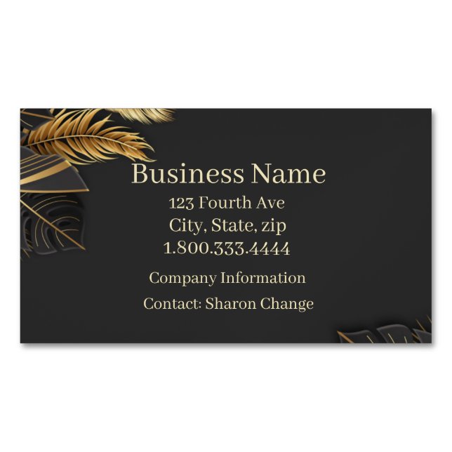 Classy Simple Formal Exotic Leaves Feathers Business Card Magnet (Front)