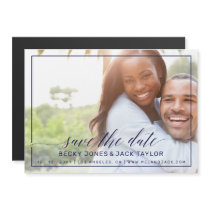 Classy Simple Frame Calligraphy Script Photo Save  Magnetic Invitation