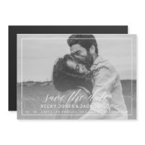 Classy Simple Frame Calligraphy Script Photo Save  Magnetic Invitation