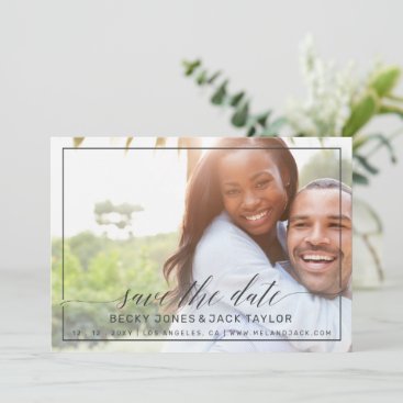 Classy Simple Frame Calligraphy Script Photo Save The Date