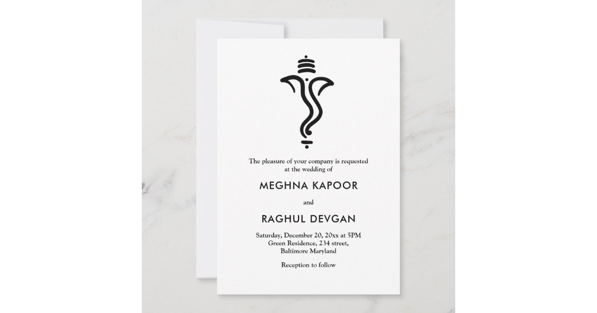 Classy Simple Ganesha/Indian God Wedding Invitation Zazzle