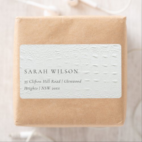 Classy Simple Ivory White Leather Texture Address Label