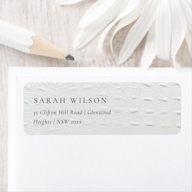 Classy Simple Ivory White Leather Texture Address Label (Insitu)