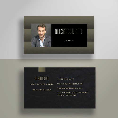 Classy Simple Modern Black Gold Professional Photo Business Card