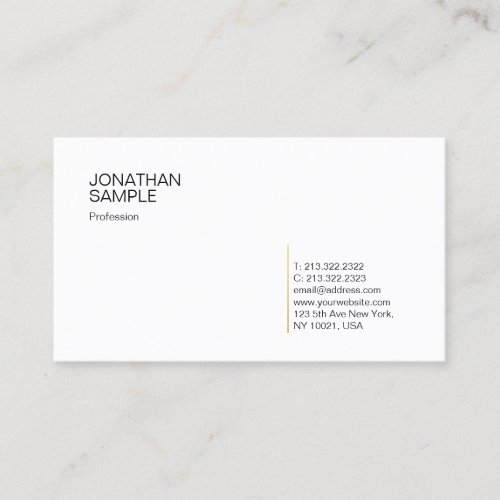 Classy Simple Modern Gold White Professional Business Card