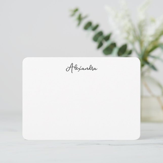 Classy Simple Name Script Note Card (Standing Front)